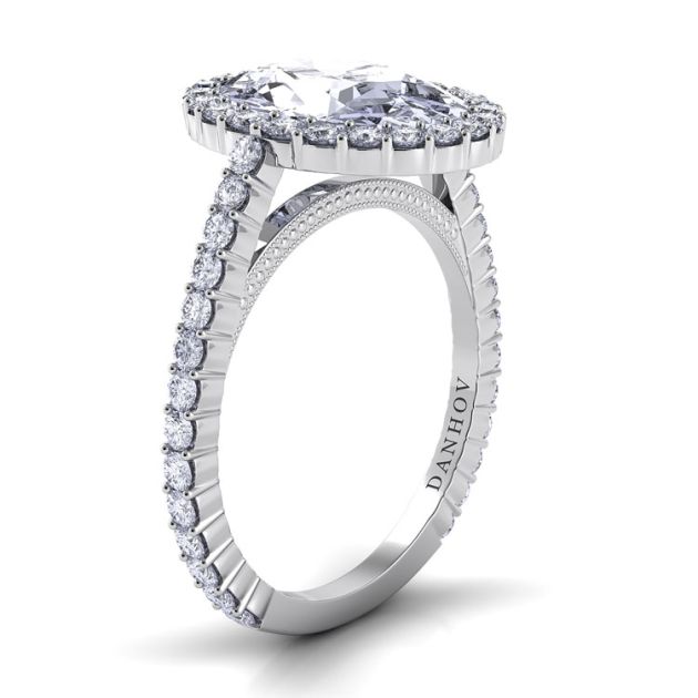 Danhov Carezza Single Shank Oval Cut Engagement Ring in 14k White Gold