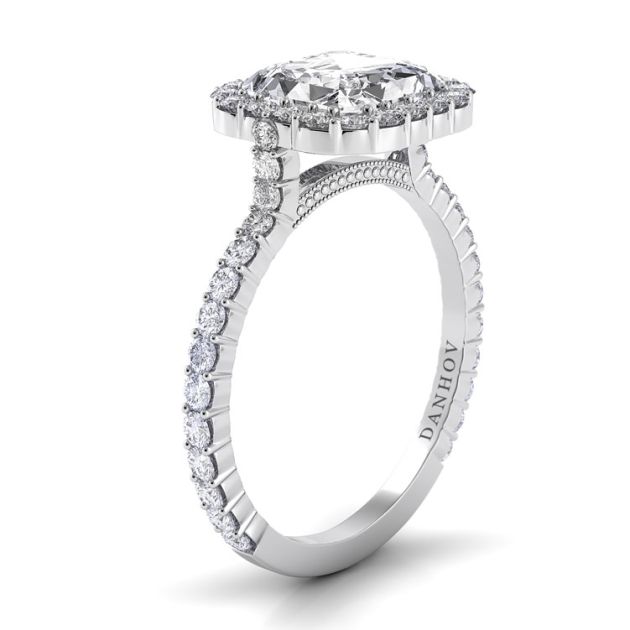 Danhov Carezza Asscher Engagement Ring in 14k White Gold