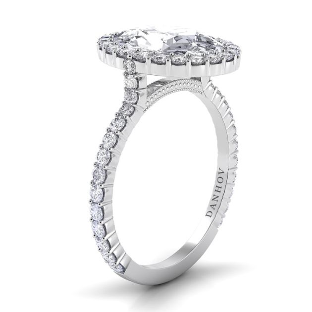 Danhov Carezza Oval Diamond Engagement Ring in 14k White Gold