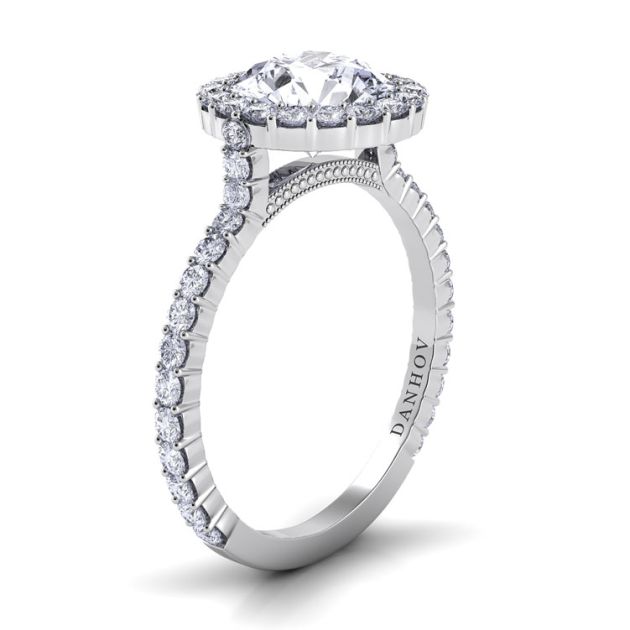Danhov Carezza Unique Halo Engagement Ring in 14k White Gold