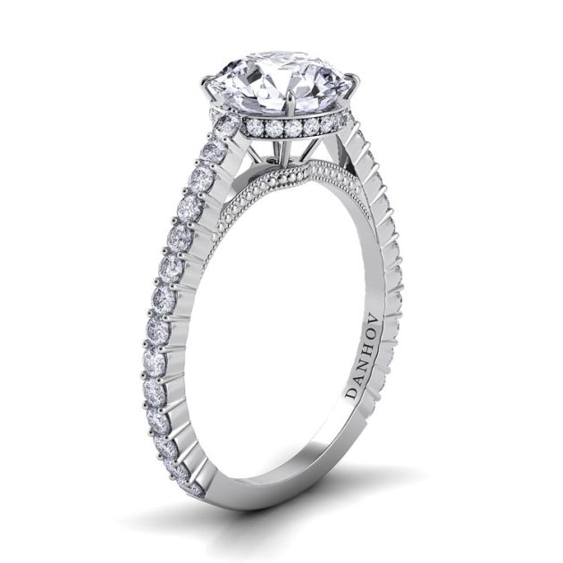 Danhov Carezza Handcrafted Engagement Ring in 14k White Gold