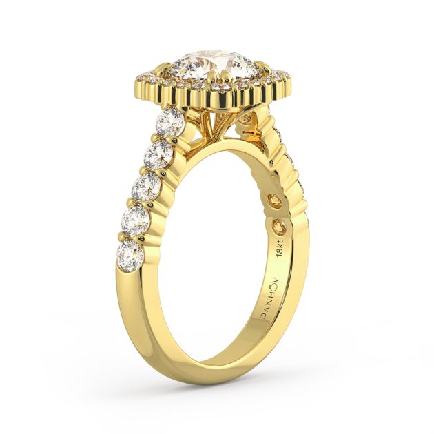 Danhov Carezza Unique Halo Engagement Ring in 14k Yellow Gold