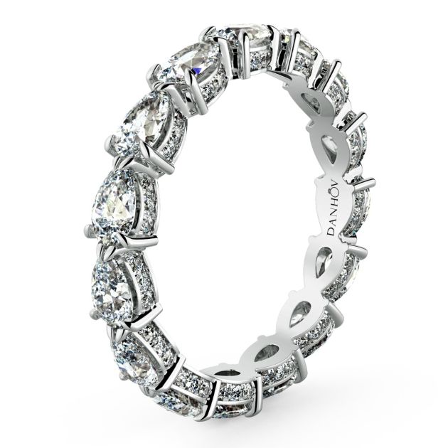 Danhov Eternita Pear Cut Diamond Women's Wedding Ring in 18k White Gold