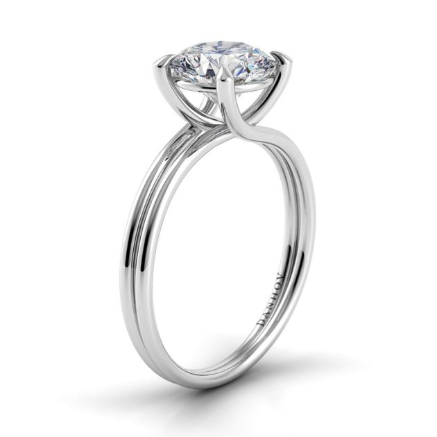 Danhov Eleganza Double Shank Engagement Ring in 14k White Gold