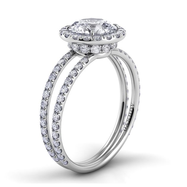 Danhov Solo Filo Halo Engagement Ring in 14k White Gold