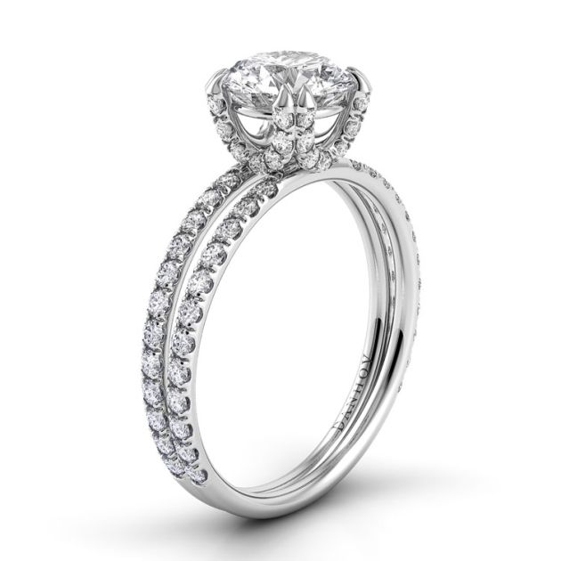 Danhov Solo Filo Double Shank Engagement Ring in 14k White Gold