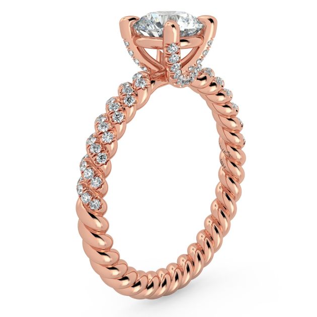 Danhov Eleganza Braided Diamond Engagement Ring in 14k Rose Gold