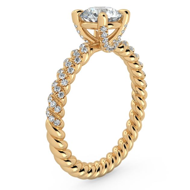 Danhov Eleganza Braided Diamond Engagement Ring in 14k Yellow Gold
