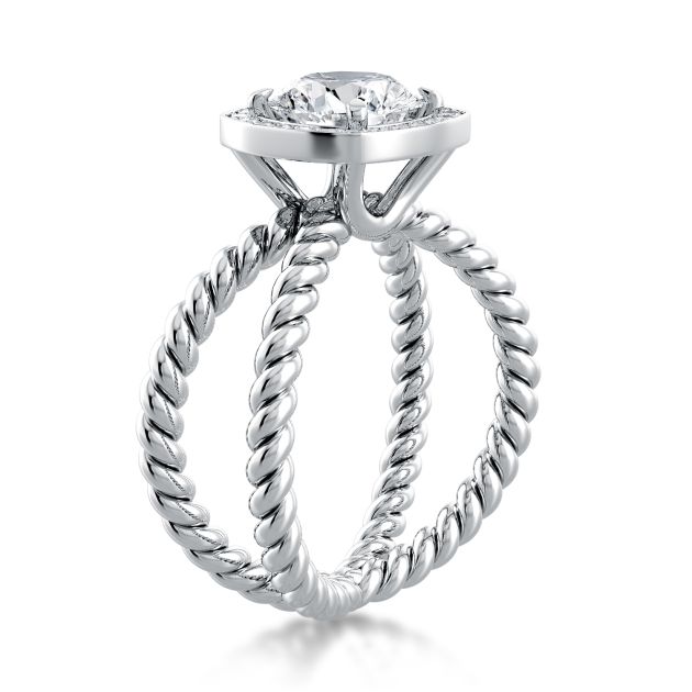 Danhov Eleganza Unique Design Engagement Ring with Halo in 14k White Gold