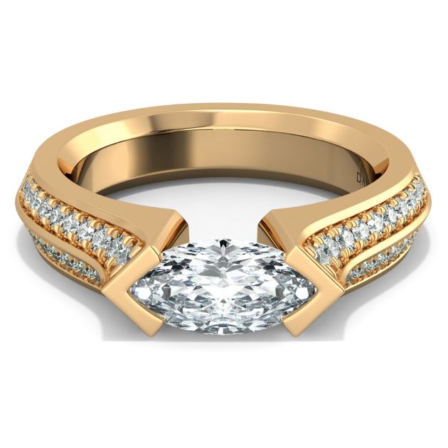 Danhov Tension Engagement Ring in 14k Yellow Gold