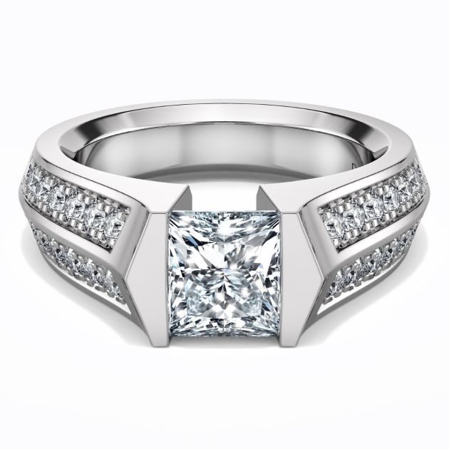 Danhov Tension Engagement Ring in 14k White Gold