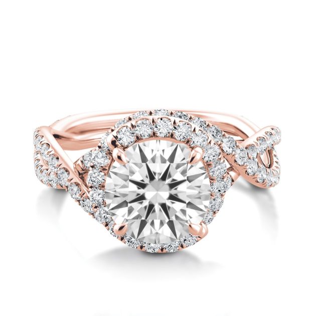Danhov Signature Abbraccio Swirl Engagement Ring in 14k Rose Gold