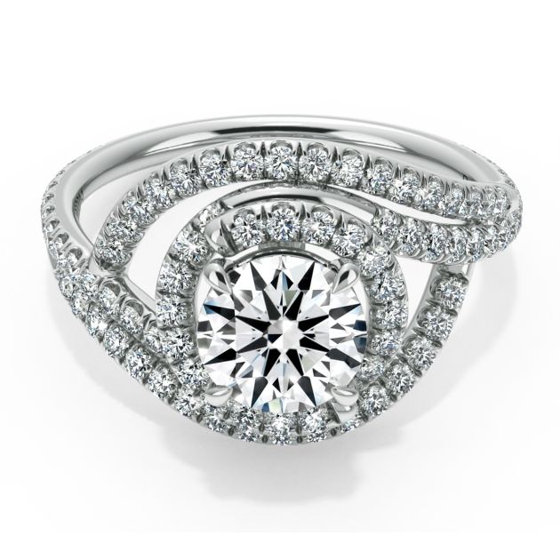 Danhov Abbraccio Double Swirl Diamond Engagement Ring in 18k White Gold