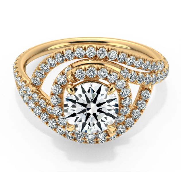 Danhov Abbraccio Double Swirl Diamond Engagement Ring in 14k Yellow Gold
