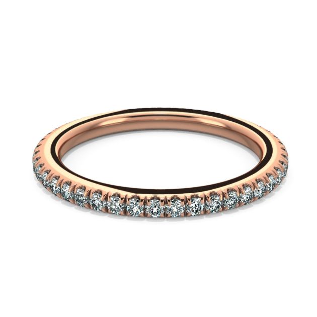 Danhov Perlina Flat Diamond Wedding Band in 14k Rose Gold