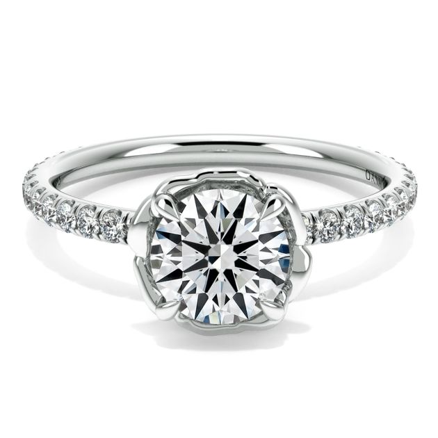 Norme De Danhov Halo Ladies Engagement Ring in 18k White Gold