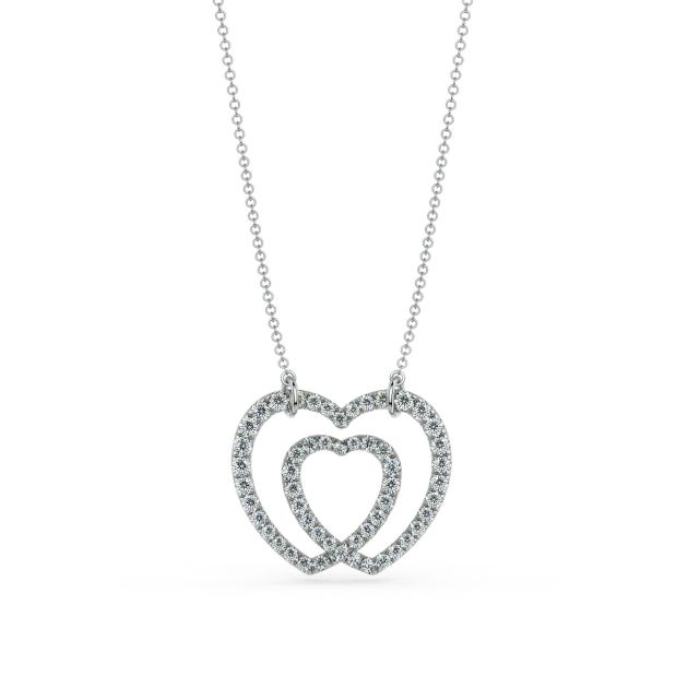 Norme de Danhov Heart in Heart Diamond Pendant in Platinum 