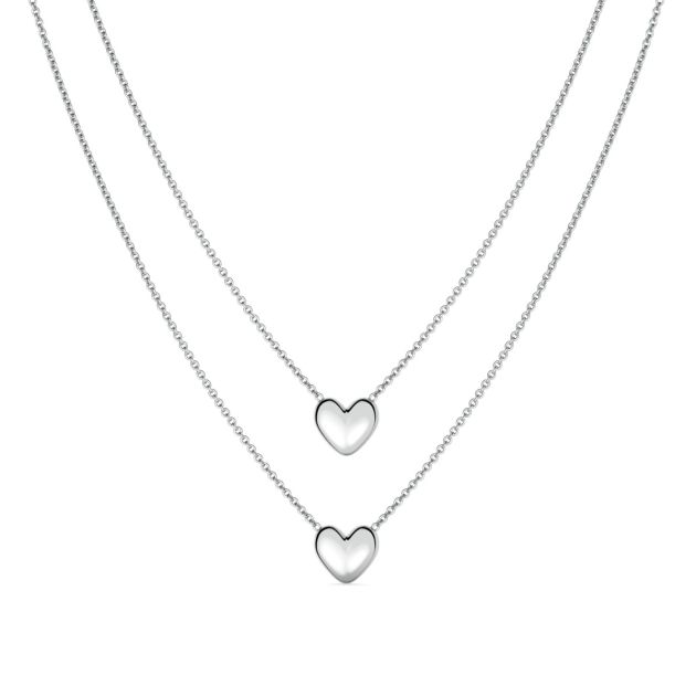 Norm De Danhov Double heart - best friend neckless in platinum
