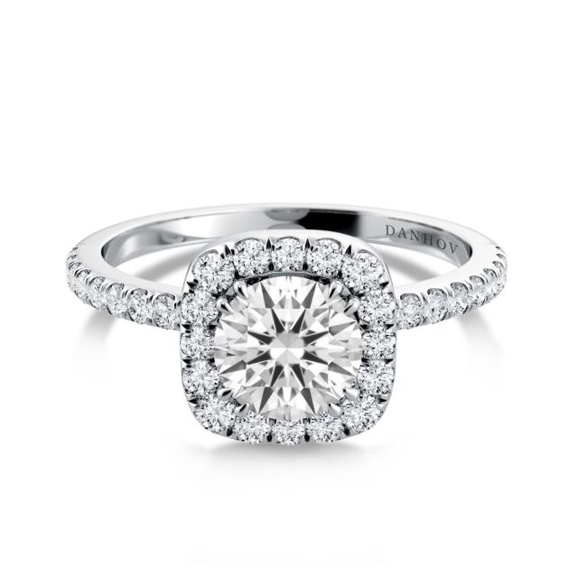 Danhov Per Lei Halo Engagement Ring in 14k White Gold