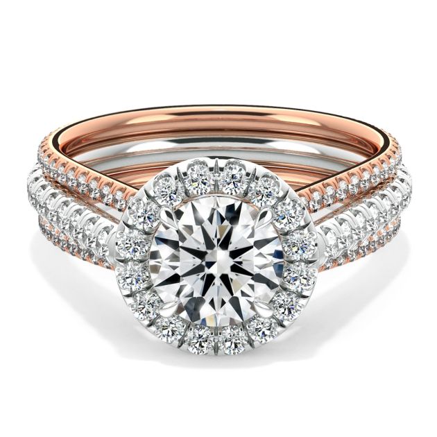 Danhov Couture Triple Shank Two-Color Engagement Ring in 14k Rose Gold