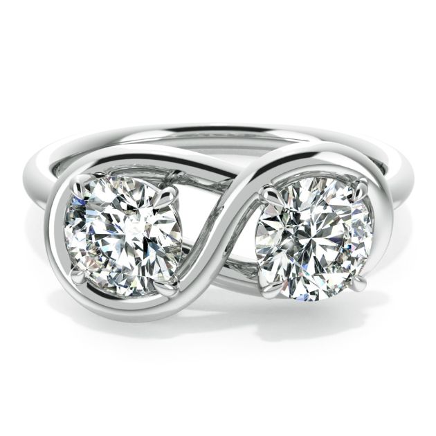 Danhov Abbraccio Infinity Single Shank Engagement Ring in 14k White Gold