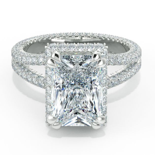 Norme de Danhov Radiant Diamond Engagement Ring in 18k White Gold