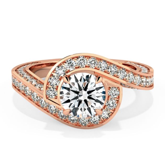 Danhov Abbraccio Swirl Diamond Engagement Ring in 18k Rose Gold