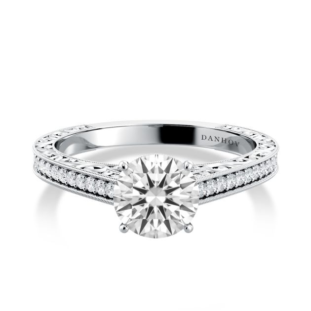 Danhov Modern Engagement Ring in Platinum