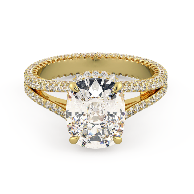 Norme De Danhov Split Shank Diamond Engagement Ring in 14k Yellow Gold