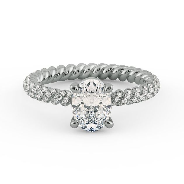 Danhov Eleganza Braided Diamond Engagement Ring in 14k White Gold