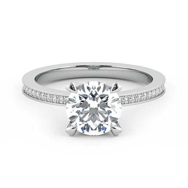 Danhov Classico Round Cut Ladies Engagement Ring in 18k White Gold 