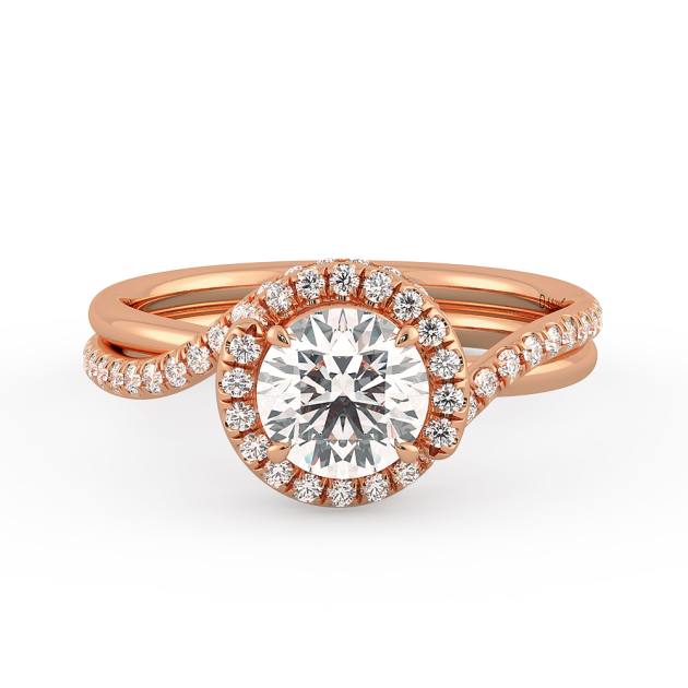 Danhov Abbraccio Double Ring Swirl Engagement Ring in 18k Rose Gold