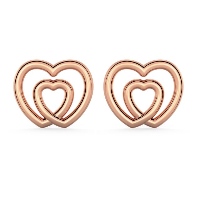 Norme de Danhov Double Heart Earrings in 18k Rose Gold