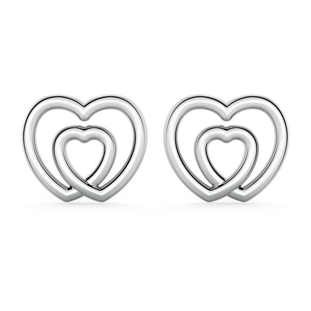 Norme de Danhov Double Heart Earrings in 14k White Gold