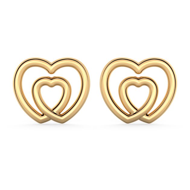 Norme de Danhov Double Heart Earrings in 14k Yellow Gold