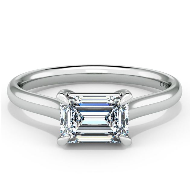 Norme de Danhov Emerald Cut Engagement Ring in Platinum 