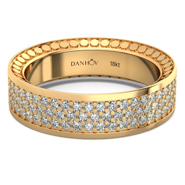 Danhov Tubetto Diamond Wedding Ring in 18Kt Yellow Gold 