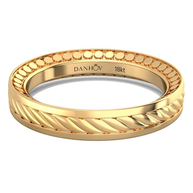 Danhov Tubetto Diamond Wedding Ring in 14Kt Yellow Gold 