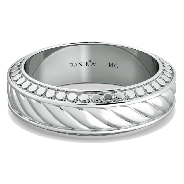 Danhov Tubetto Diamond Wedding Ring in 14Kt White Gold 