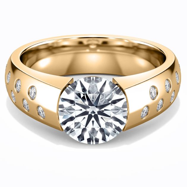 Norem de Danhov tension style engagement ring in 14K Yellow gold 