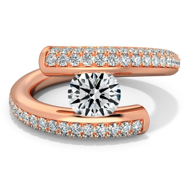 Danhov Tension Engagement Ring in 14k Rose Gold