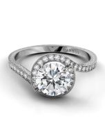 Danhov Abbraccio Swirl Engagement Ring in 14k White Gold
