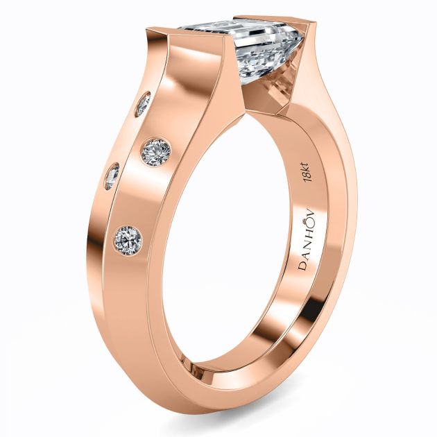 Danhov Tension Engagement Ring in 14k Rose Gold