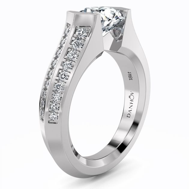 Danhov Tension Engagement Ring in 14k White Gold