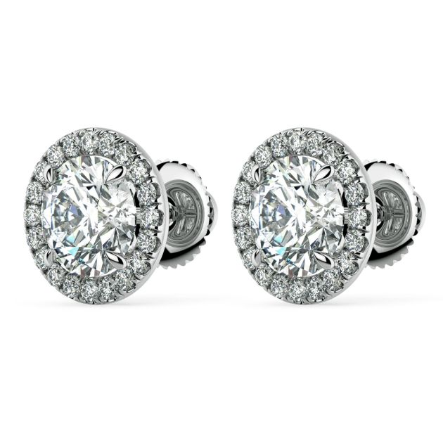 Norme de Danhov Halo Diamonds Earrings in 18k White Gold