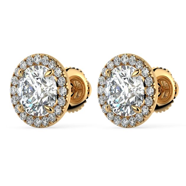 Norme de Danhov Halo Diamonds Earrings in 14k Yellow Gold