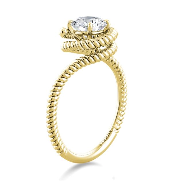 Danhov Abbraccio Twisted Shank Swirl Engagement Ring in 18k Yellow Gold