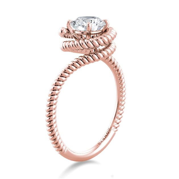 Danhov Abbraccio Twisted Shank Swirl Engagement Ring in 18k Rose Gold