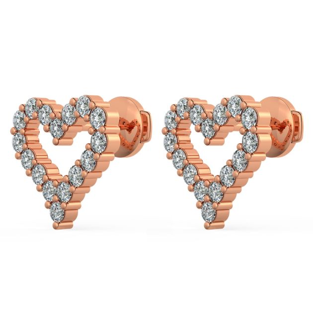 Norme de Danhov Heart Shape Diamond Earrings in 14k Rose Gold