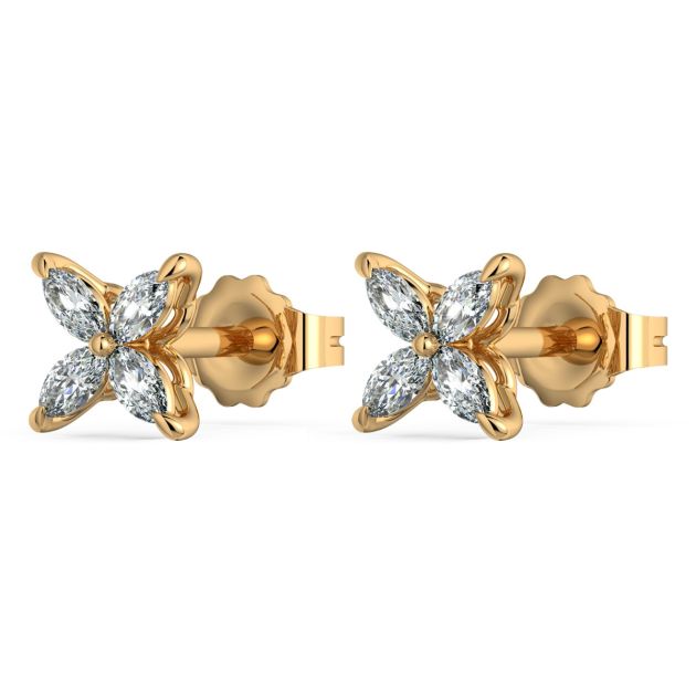 Norme de Danhov Flower Diamonds Earrings in 14 Yellow Gold